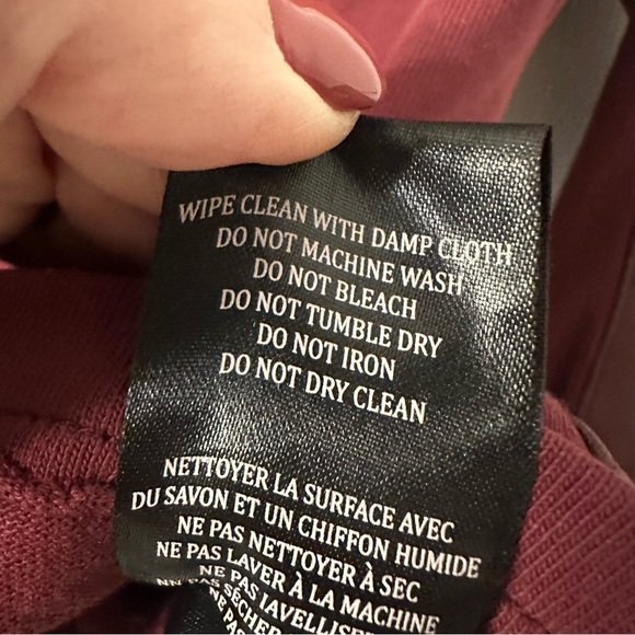 Blank NYC Maroon Asymmetrical Faux Leather Drape Front Jacket size Large - Picture 6 of 6